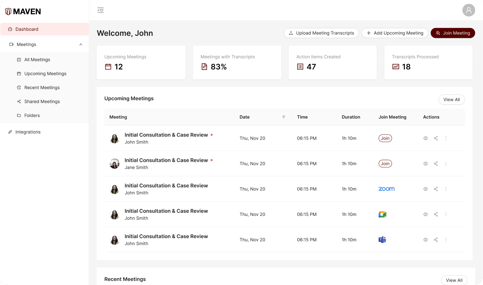 Maven product interface preview